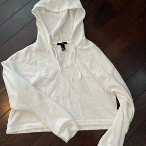 White cropped hoodie